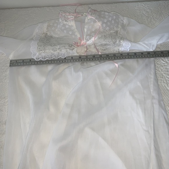 VTG "IRIS LINGERIE" W/EMBROIDERY & FRENCH BOBBIN LACE NIGHTGOWN Cottagecore Med - Picture 10 of 11